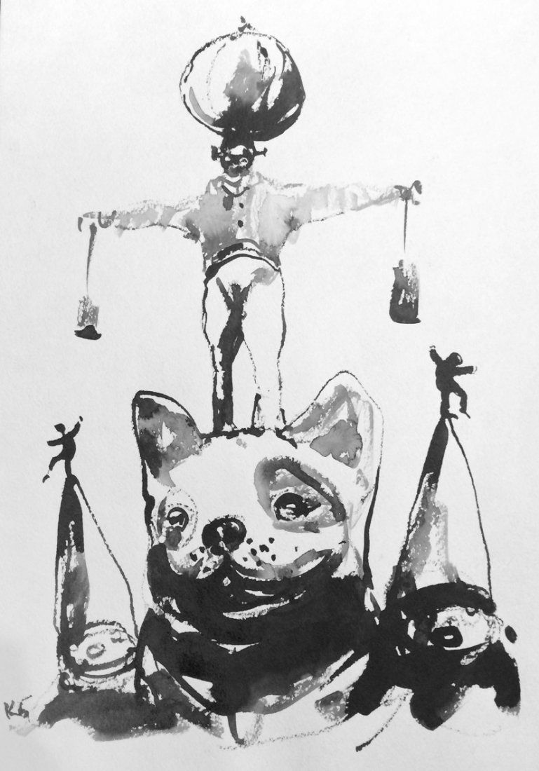 Konstantin Batynkov,Russian: Konstantin Batynkov, From the series "Circus",B.1959,signed in Cyrillic. Dated 2010,acrylic on paper,40x32cm