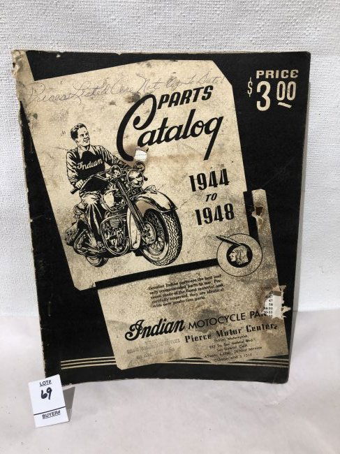 Indian Vintage 1944 to 1948 Indian Motorcycle Black Parts Catalog (1 of 2)