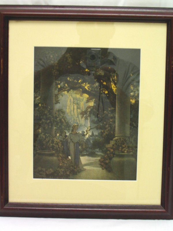 L855 - Maxfield Parrish Print: Maxfield Parrish Print "The Land of Make Believe"Measurements: Frame: 15 3/4" x 18 1/2" Site: 8 7/8" x 11 1/4"