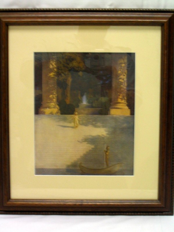 L857 - Maxfield Parrish Print "The Brazen Boatman": Maxfield Parrish Print "The Brazen Boatman"Measurements: Frame: 16 1/2" x 18 3/4" Site: 11" x 9"