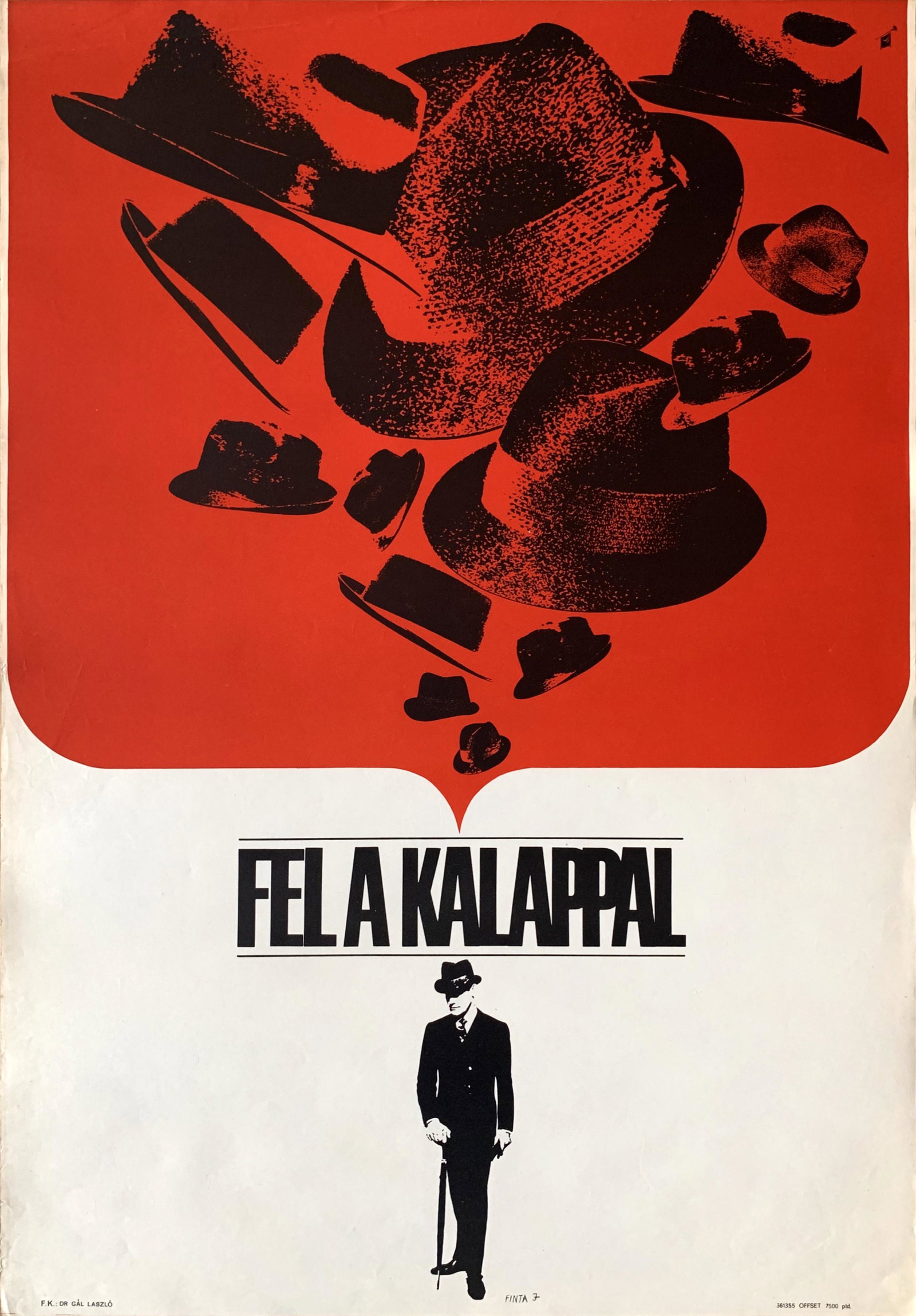 Advertising Fashion Poster Wear A Hat 1966: Artist: Jozsef Finta. Year: 1966. Size: cca. 59 x 84 cm. Condition: Fine, light wear, some creasing. Beautiful Mid-century modern fashion advertising poster from the 1960s, created by a prominent Hung