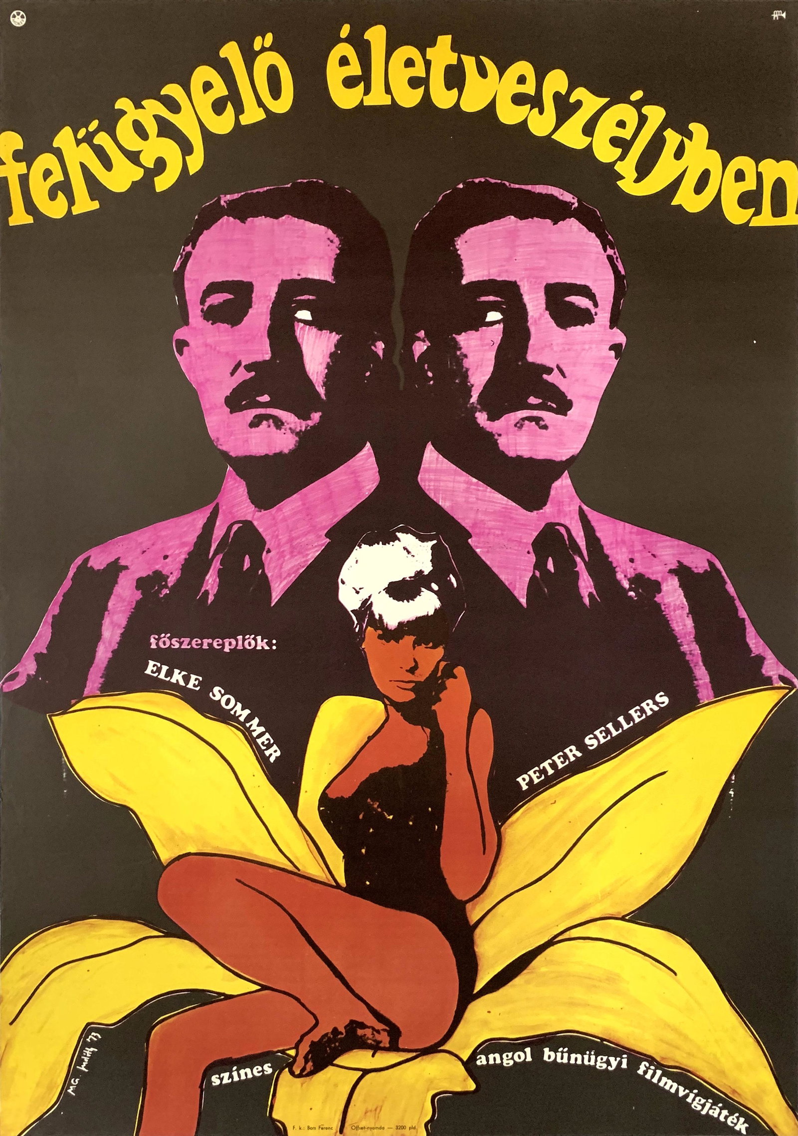Movie Poster A Shot In The Dark 1973: Artist: MG Judith. Year: 1973. Size: cca. 59 x 84 cm. Condition: Fine, light wear. Vintage Hungarian Pop Art movie poster. A Shot in the Dark is a British American film. Inspector Jacques Clouseau inv