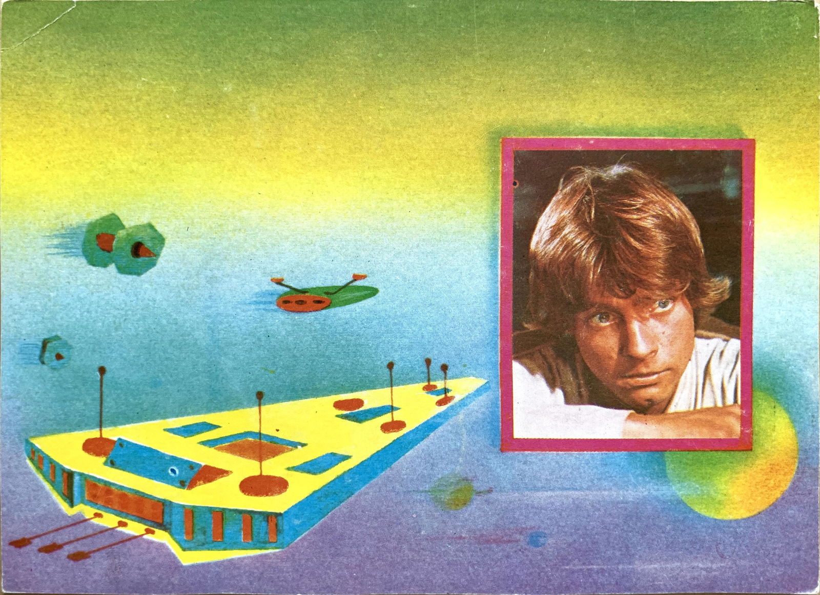 Movie Postcard Star Wars A New Hope & Empire Strikes: Artist: unknown. Year: 1980s. Size: cca. 14,6 x 10,5 cm. Condition: Fine, light wear, a few chips ath the edges. Vintage Hungarian movie postcard. Star Wars A New Hope & Empire Strikes Back is a 1980s