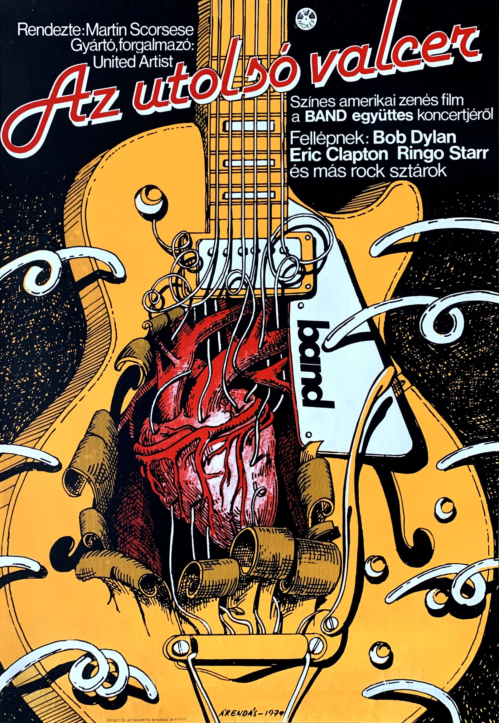 Movie Poster Music The Last Waltz 1979: Artist: Jozsef Arendas. Year: 1979. Size: cca. 42 x 59 cm. Condition: Fine, light wear. The Last Waltz is a 1979 vintage Hungarian movie poster designed by Jozsef Arendas. The Last Waltz was a concert