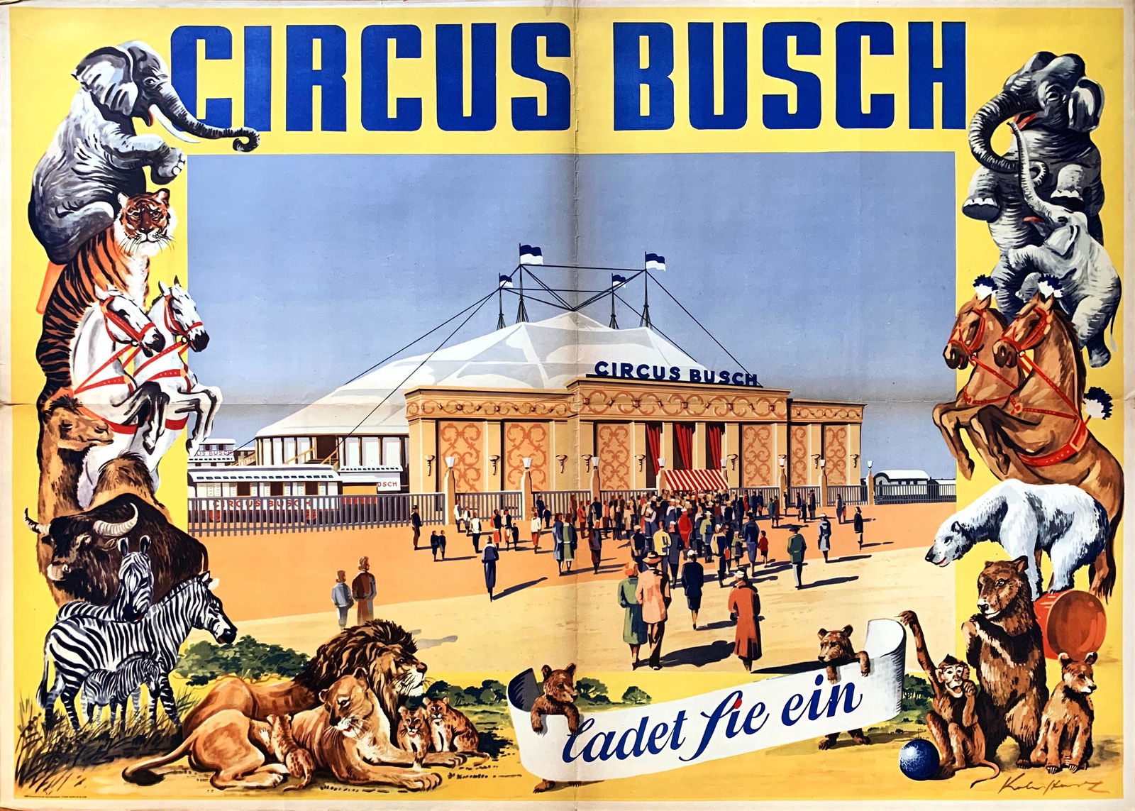 Poster Circus Busch - Animals and tent 1955 (1 of 1)