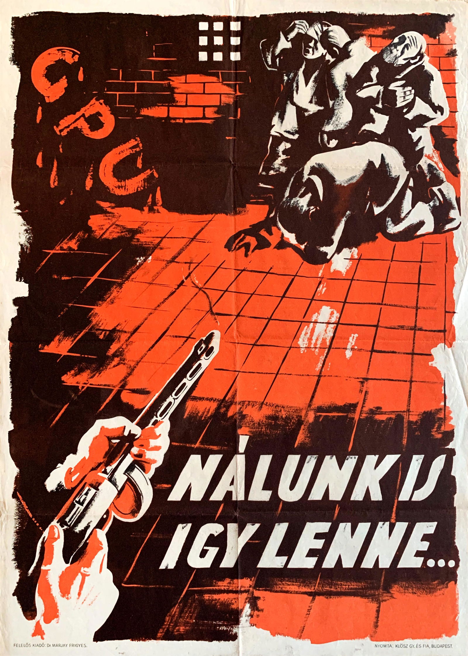 Poster This would be our fate too... 1944: Artist: unknown. Year: 1944. Size: cca. 59 x 84 cm. Condition: light wear and fold marks, creasing. Original vintage World War 2 propaganda poster. This would be our fate too... - by the hands of the