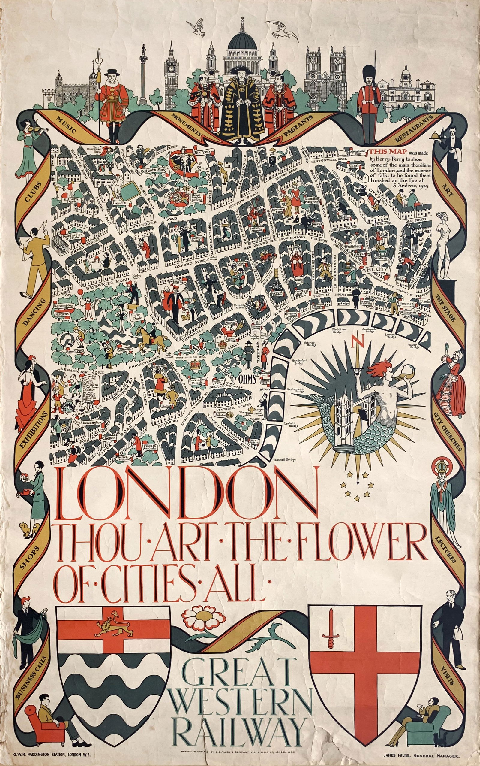 Travel Poster London thou art the flower of cities 1929 (1 of 1)