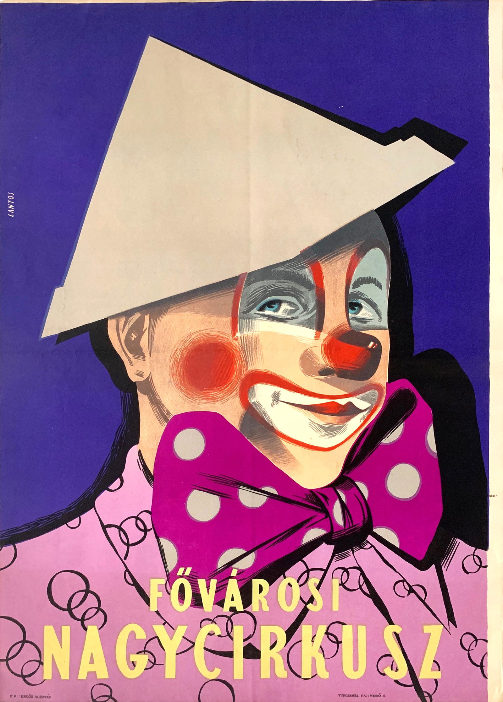 Circus Poster Budapest Grand Circus Clown 1954 (1 of 1)