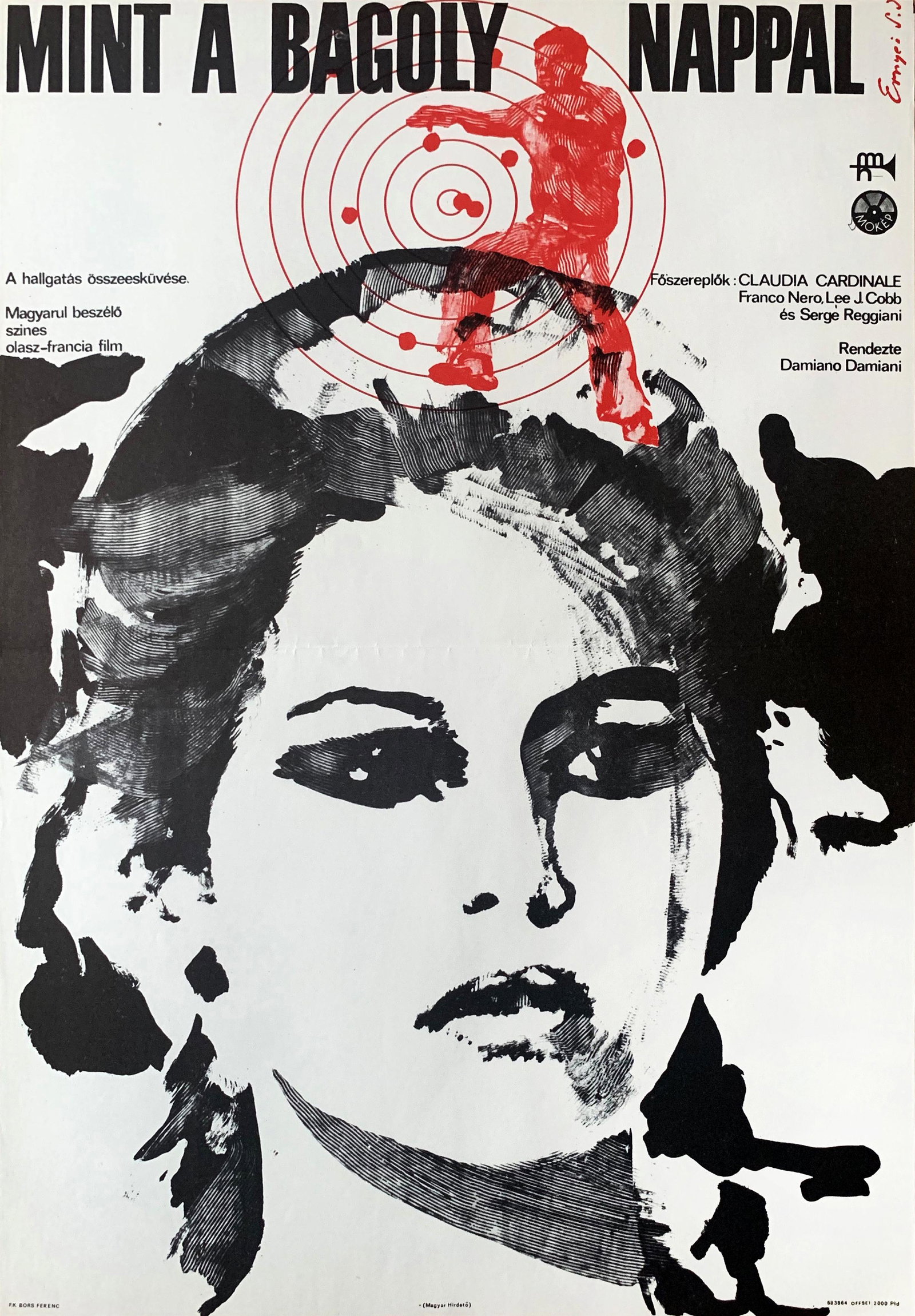 Movie Poster Mafia 1969: Artist: Sandor Ernyei. Year: 1969. Size: cca. 42 x 59 cm. Condition: Fine, light wear and fold marks, small tears. Vintage Hungarian advertising poster. Beautiful poster by Sandor Ernyei for a famous 