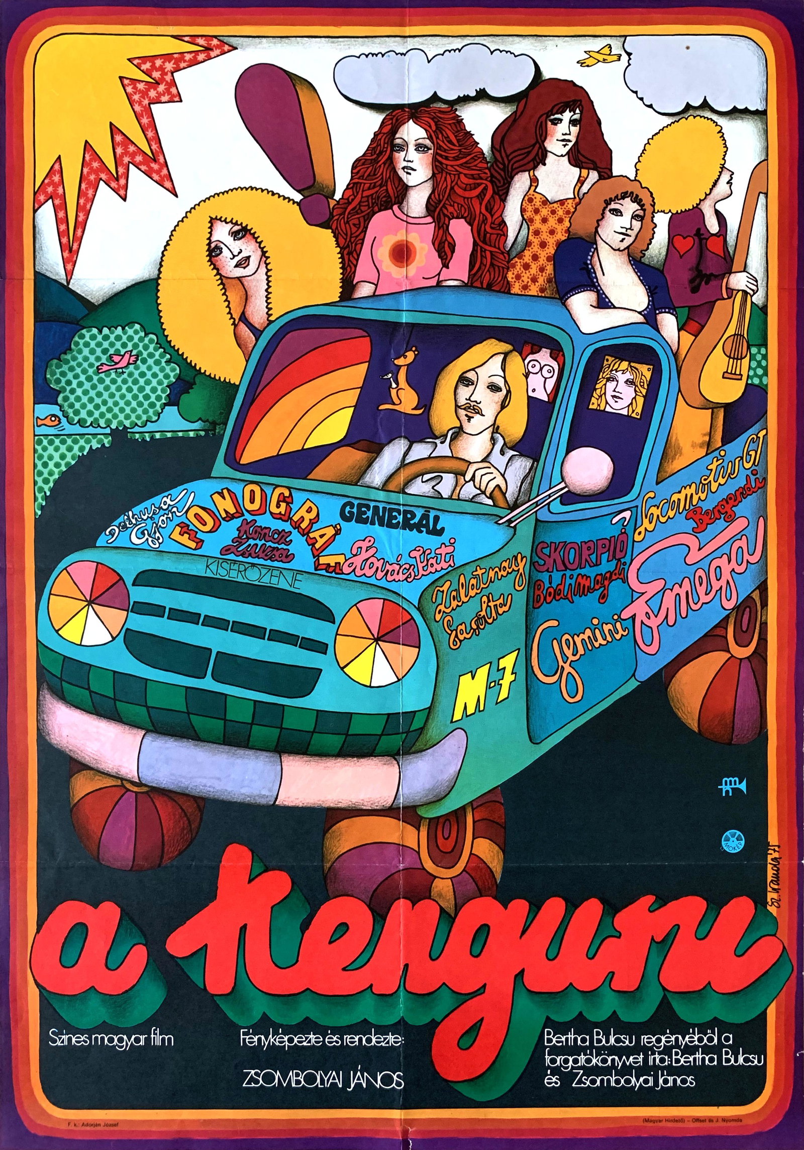 Movie Poster The Kangaroo 1976: Artist: Wanda Szyksznian. Year: 1976. Size: cca. 84 x 59 cm. Condition: Fine, light wear and fold marks, small tears. Vintage Hungarian movie poster. The film featured numerous famous Hungarian pop si