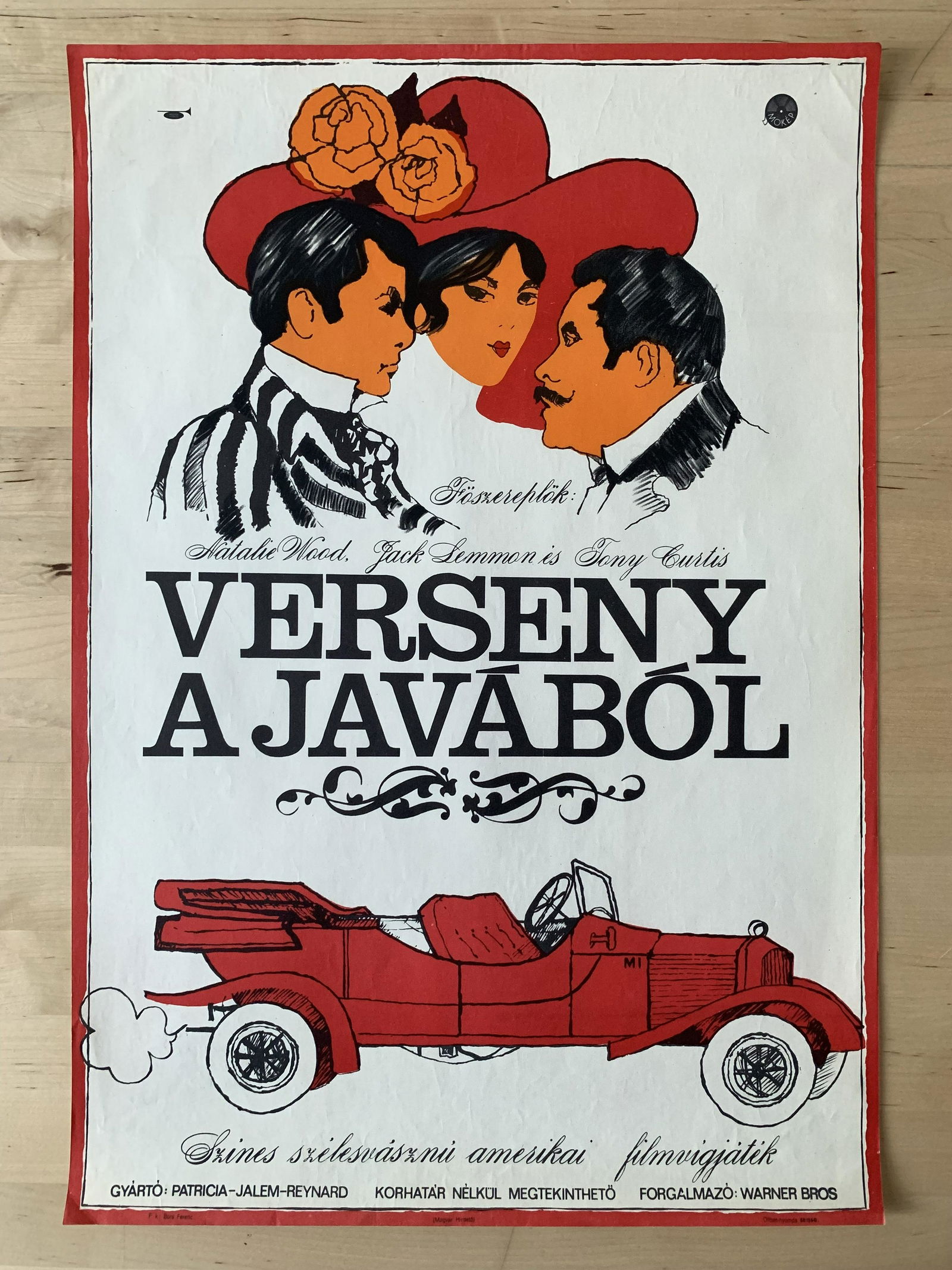 Movie Poster Great Race 1968: Artist: Ilona Muller. Year: 1968. Size: cca. 59 x 42 cm. Condition: Fine, light wear. Vintage Hungarian movie poster. The Great Race is a 1965 American Technicolor slapstick comedy film starring Jack