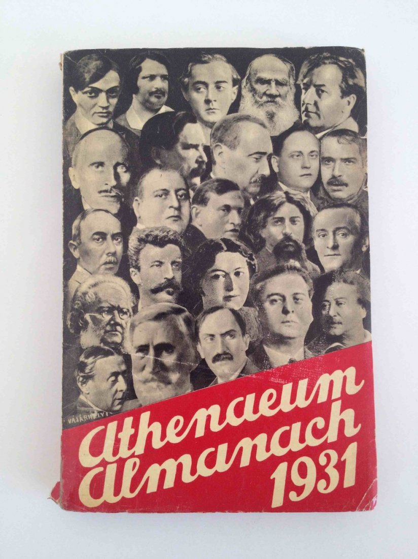 Athenaeum Almanach. Cover by Vasarely: Budapest, Athenaeum, 1930. 18,5x12,6 cm. 157 p. In Hungarian. Almanach for the year 1931. The book contains calendars for the year 1930 and literary texts. The cover was designed by the young Victor V