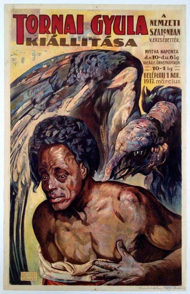 Exhibition of Gyula Tornai: 1917. cca. 95 x 63 cm. Vintage poster. Paper, lithography. Gyula Tornai was a central figure of Hungarian oriental painters. His master was Hans Makart in Vienna and Gyula Benczur in Budapest at the e