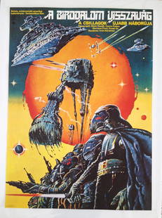 Star Wars: The Empire Strikes Back movie poster: From Helenyi, Tibor's estate. 1981. A0 Two Sheet (cca. 119 x 84 cm). One impressive piece from Tibor Helenyi's famous Hungarian Star Wars poster series. The painted compositions reflect the movie's wo