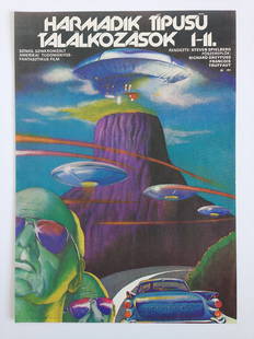 Close Encounters of the Third Kind movie poster: From Helenyi, Tibor's estate. 1981. A2 Half Sheet (cca. 59 x 42 cm). Hungarian vintage poster. Close Encounters of the Third Kind is a 1977 science fiction film, written and directed by Steven