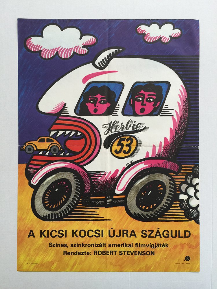 Herbie Rides Again movie poster: Kovacs, Vilmos. 1983. A2 1/2 Sheet (cca. 42 x 59 cm). Herbie Rides Again is a 1974 comedy directed by Robert Stevenson. It is the sequel to The Love Bug, released six years earlier. Production: Walt D