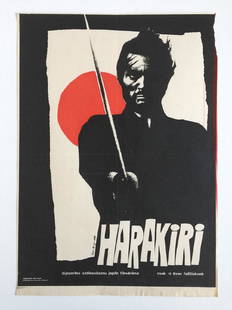 Harakiri Hungarian movie poster 1964: Original vintage poster. Artist: So-Ky. A2 1/2 Sheet (cca. 42 x 59 cm). 1964. Poster for the first release of the film in Hungary. Harakiri (1962) is a Japanese jidaigeki (period-drama) film directed