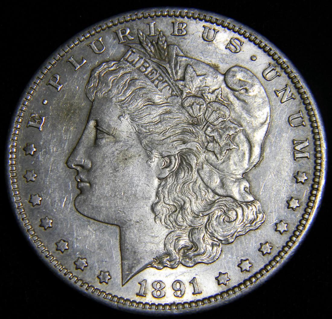 1891 S Morgan Silver Dollar  AU - MS Details (1 of 2)
