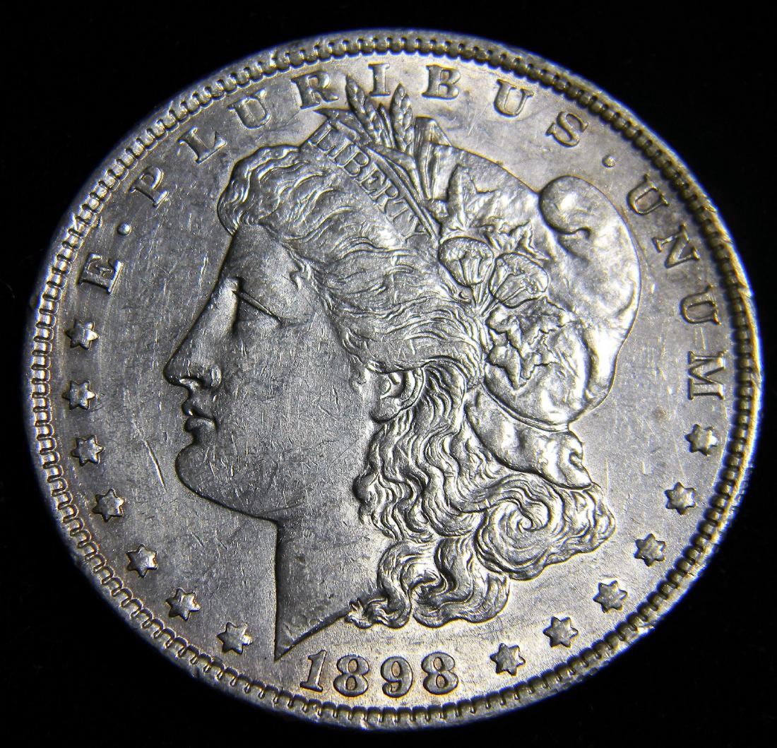 1898  Morgan Silver Dollar  AU/ MS Nice Luster (1 of 2)