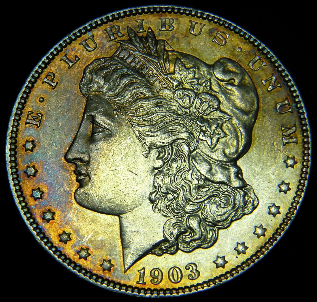 1903 Morgan Silver Dollar Ch BU Rainbow Tone Details (1 of 2)