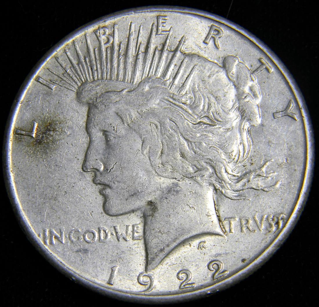 1922 S Peace Silver Dollar, Great AU - MS Details (1 of 2)