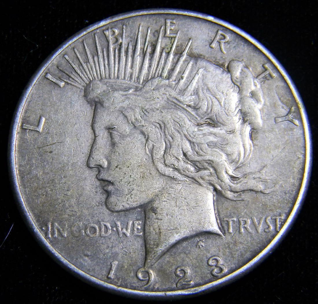 1923 S Peace Silver Dollar, Great AU - MS Details (1 of 2)
