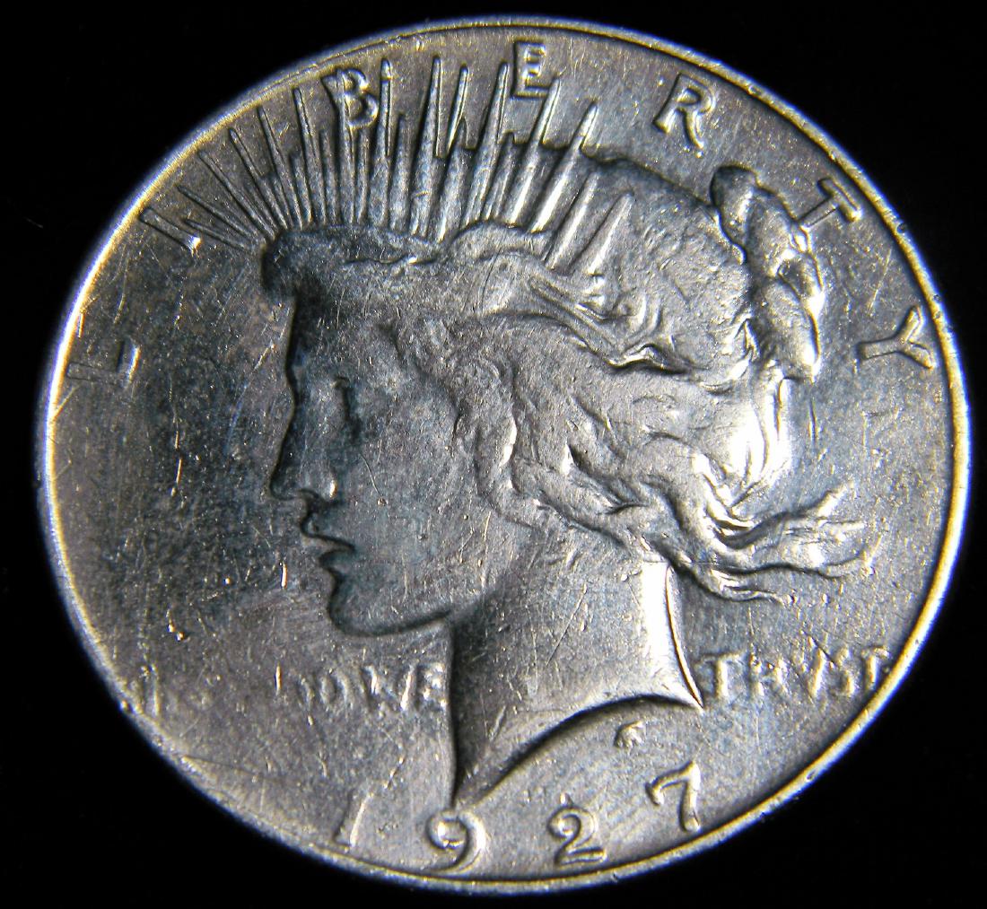 1927 S Peace Silver Dollar, Nice EF+ / AU Details, (1 of 2)