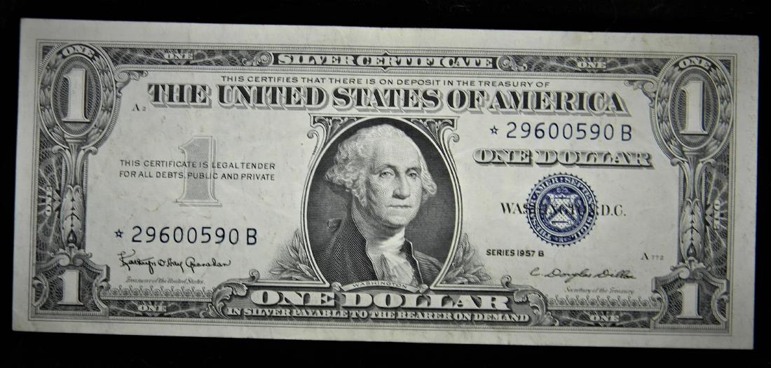Nice STAR NOTE Series 1957 B $1 Blue Seal Silver (1 of 2)