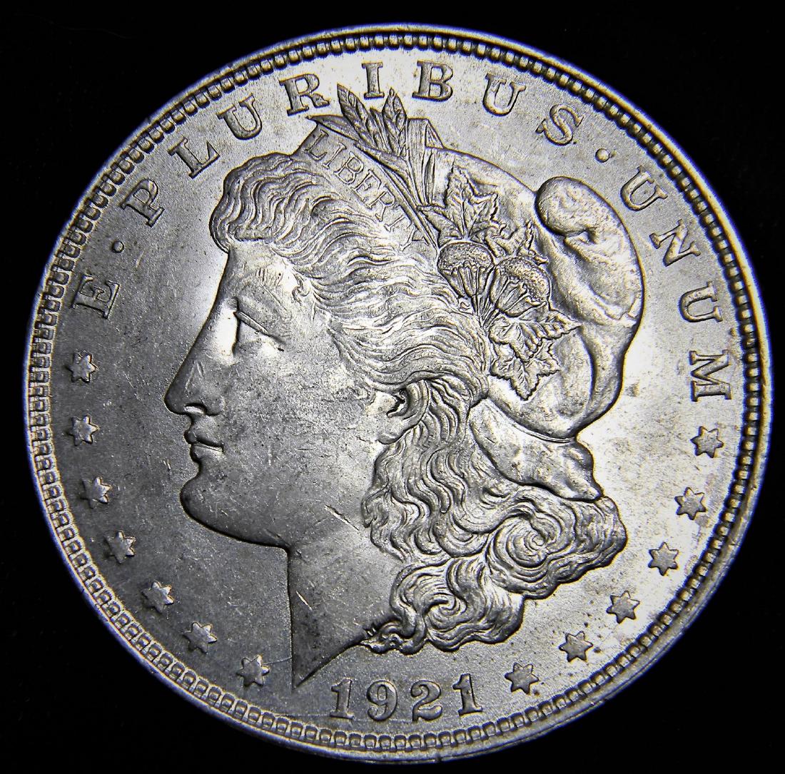 1921  Morgan Silver Dollar Last year AU/ MS Details (1 of 2)