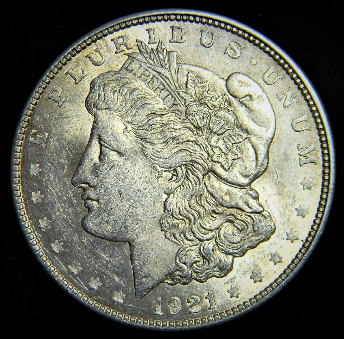 1921 D Morgan Silver Dollar Last year AU/ MS Details (1 of 2)