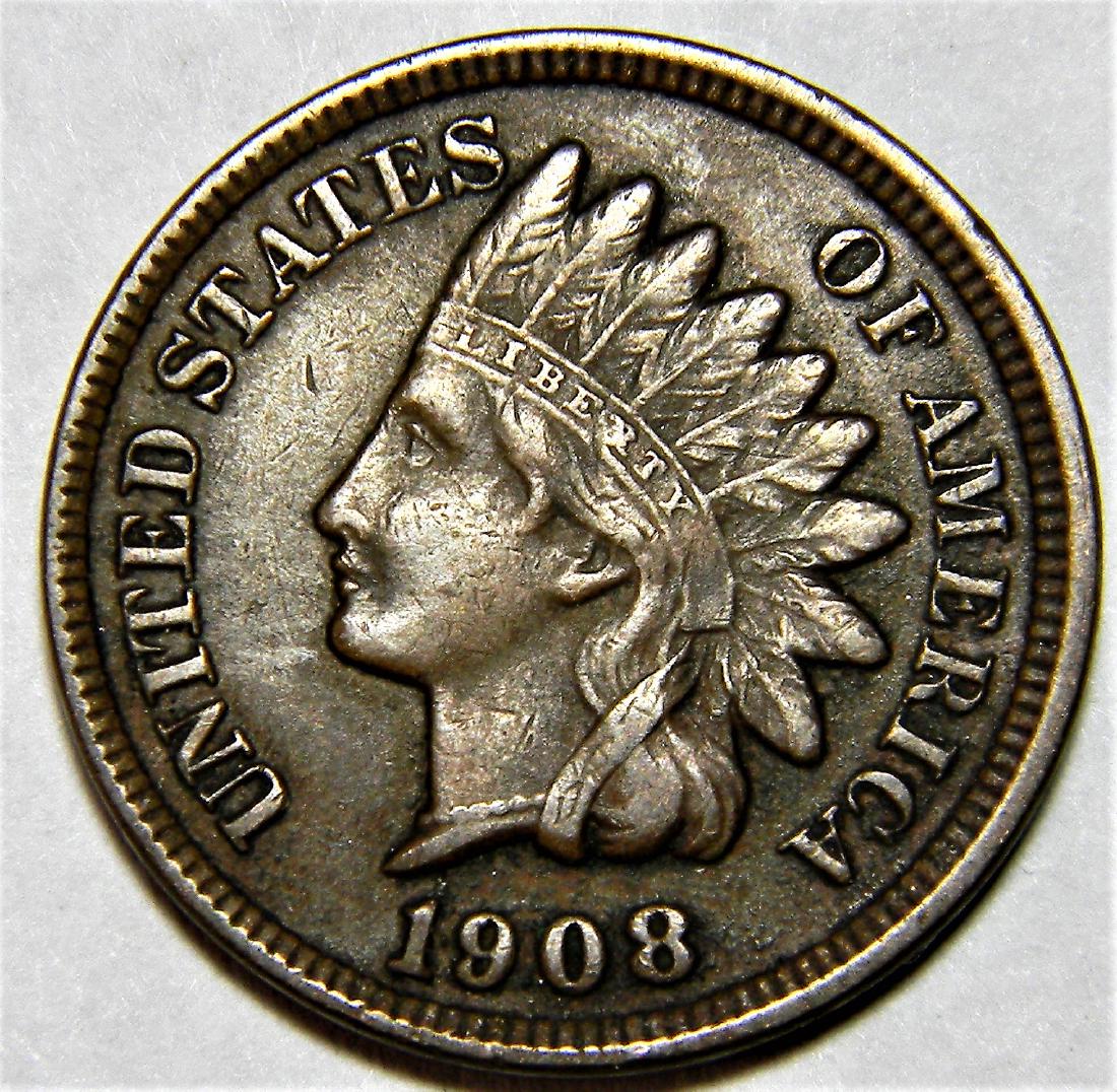 1908 Indian Head Cent, Very Fine Details (1 of 2)