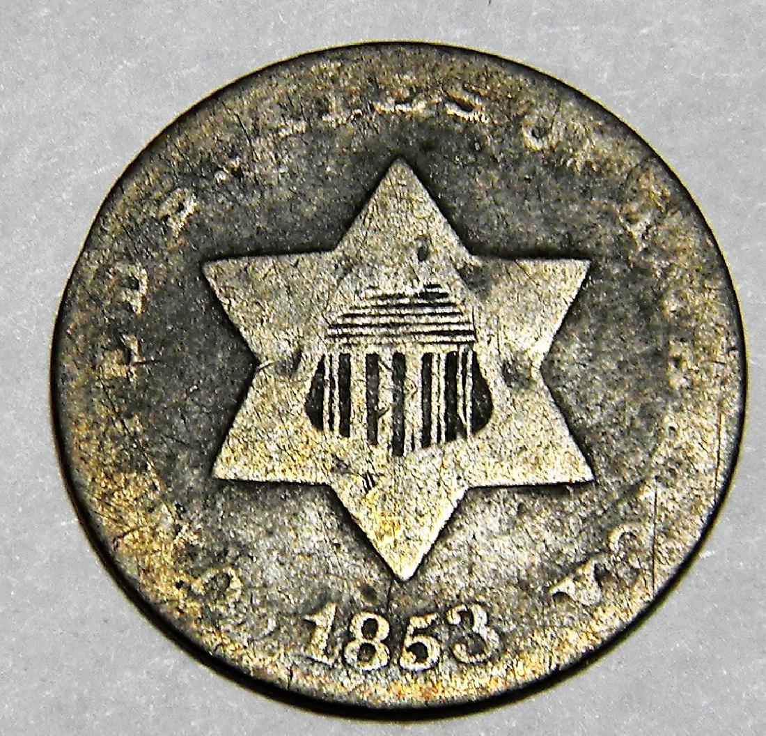 1853 Silver Three Cent Piece, Good Details (1 of 2)