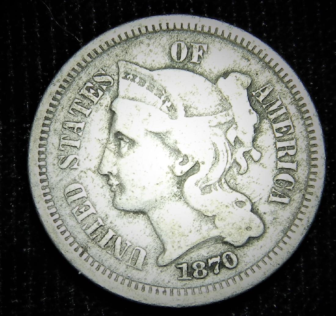 1870 Three Cent Piece, Fine Details (1 of 2)