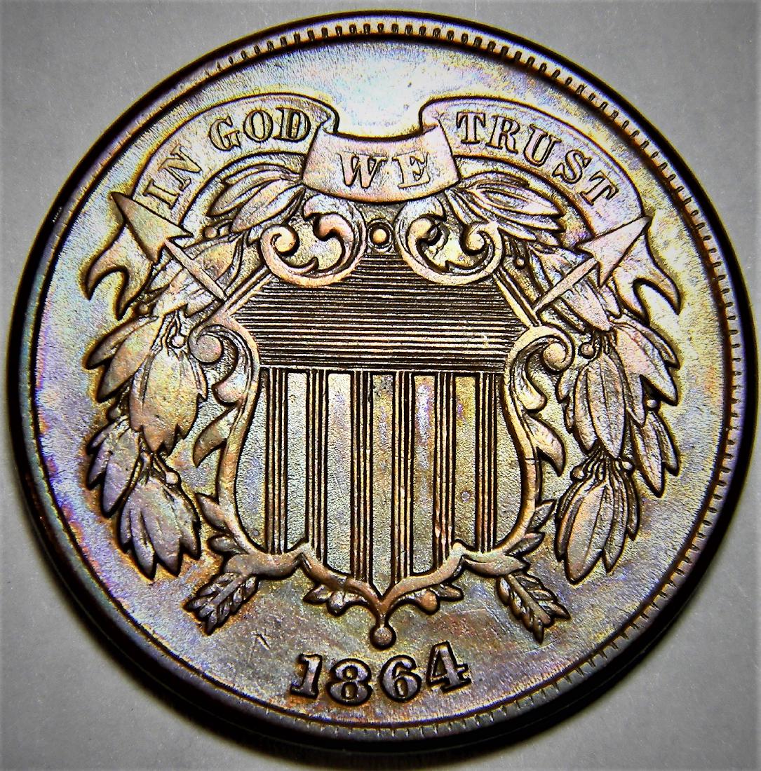 1864 Two-Cent Piece, AU / UNC Details, Great Coin (1 of 2)