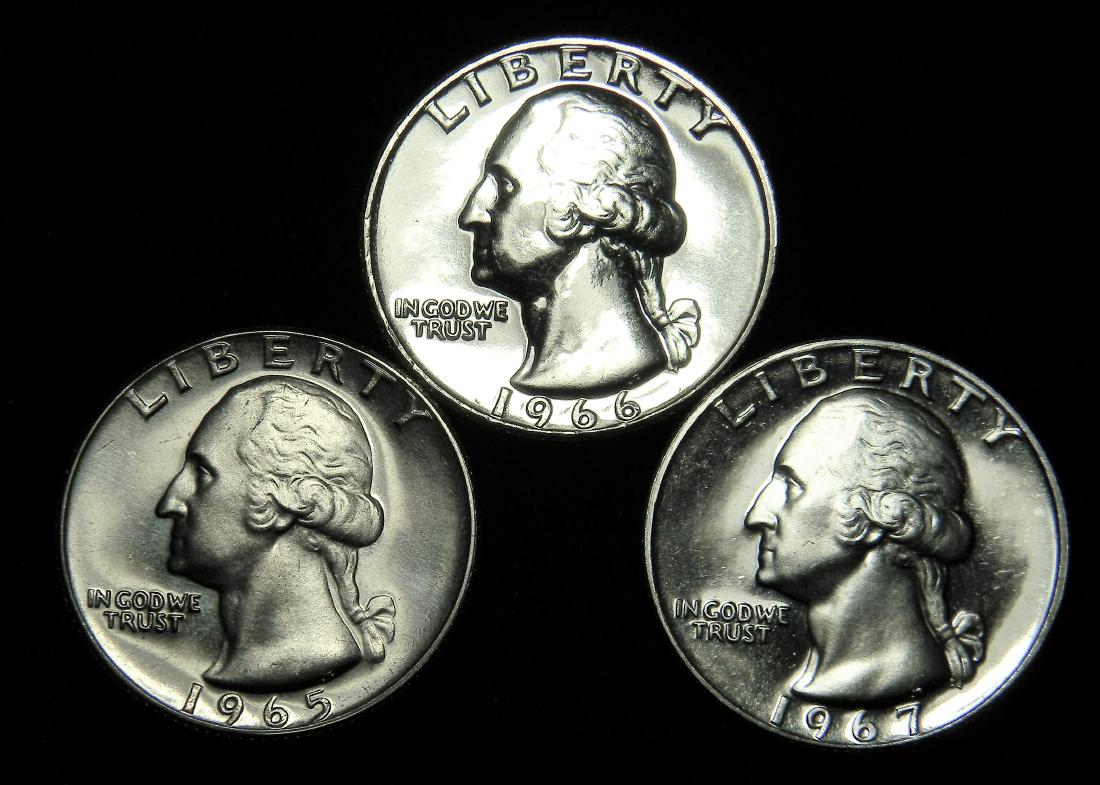Special Mint Set Washington Quarters, 1965, 1966 & 1967 (1 of 2)