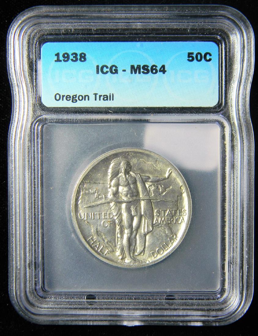 Rare 1938 Oregon Trail Only 6000 Minted ICG MS64 (1 of 2)
