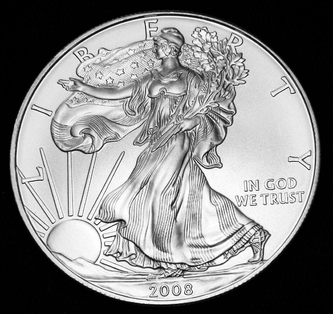 2008 American 1 Oz. 0.999 Fine Silver Eagle Brilliant (1 of 2)