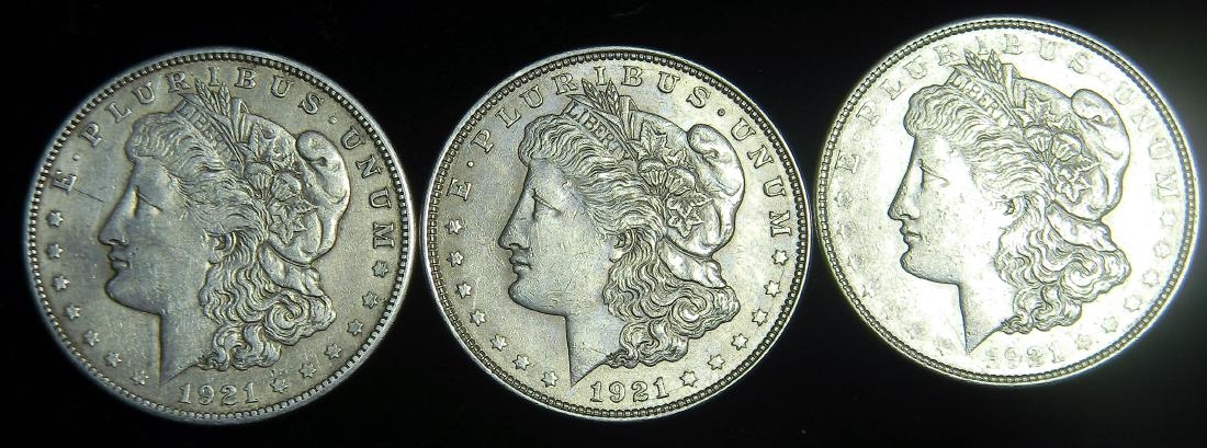 1921 P,D,S Morgan Silver Dollars High Grade Last Year (1 of 2)