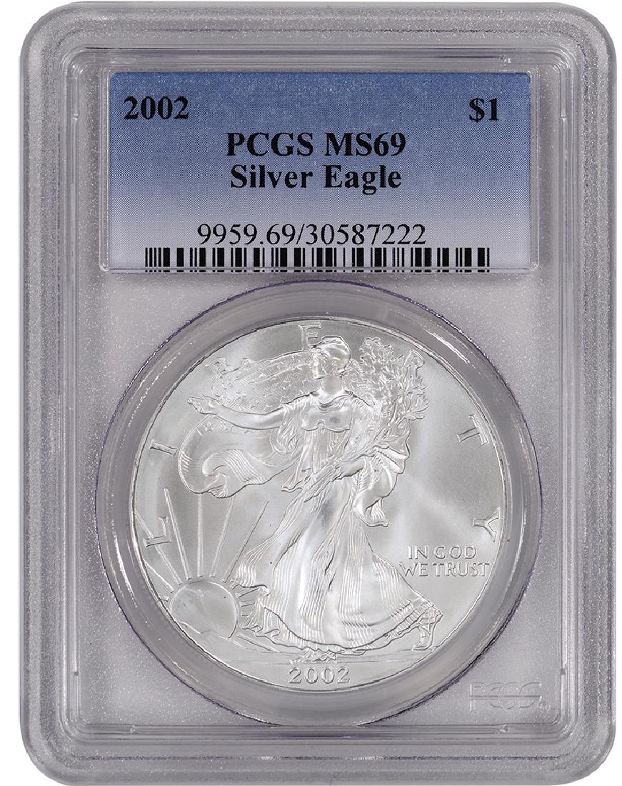 2002 PCGS MS69 American 1 Oz. 0.999 Fine Silver Eagle (1 of 2)