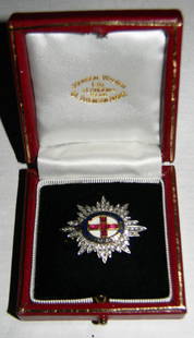 Ultra Rare 18K White Gold Most Noble Order of the: Ultra Rare 18K White Gold Most Noble Order of the Garter : 18 k Gold with Diamonds and Ruby's; 10.5 Grams Most Noble Order of the Garter, founded in 1348 by Edward III, is the highest order of chivalr