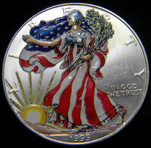 1999 Painted American 1 Oz 0 999 Fine Silver Eagle Sep 30 2017 Gsauctions In Ga