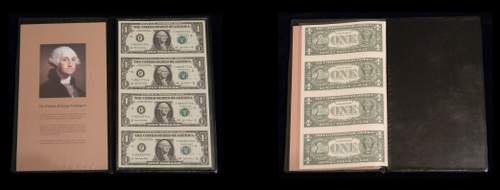 Uncut Sheet 4 $1 FRN Notes Series 2003 A: 2003 A Series 4 Uncut one Dollar FRN Notes