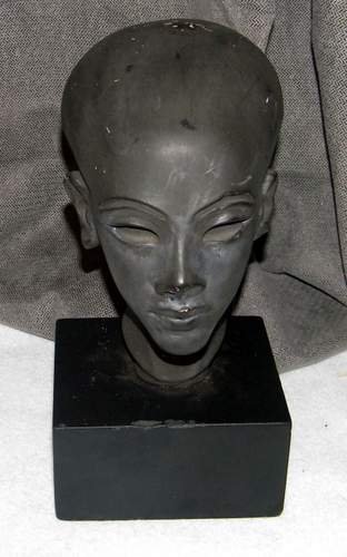 Vintage Egyptian Sculpture "Head of a Princess": This replica ancient Egyptian sculpture is called "The Head of a Princess" and was originally created by the sculptor Thutmose, whose art was discovered in 1912. The princess comes from the Amarna per