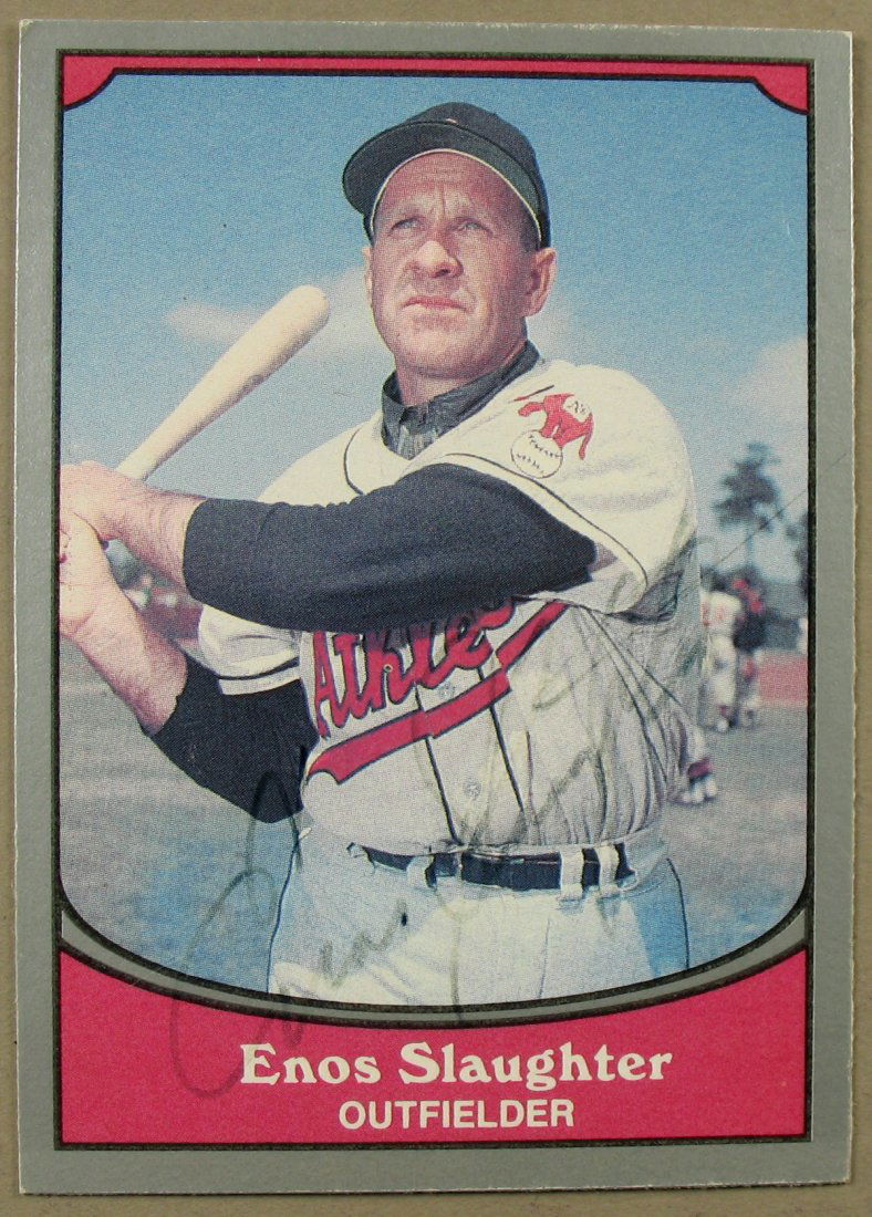 Enos Slaughter Autographed Baseball Card HOF 1985 (1 of 3)