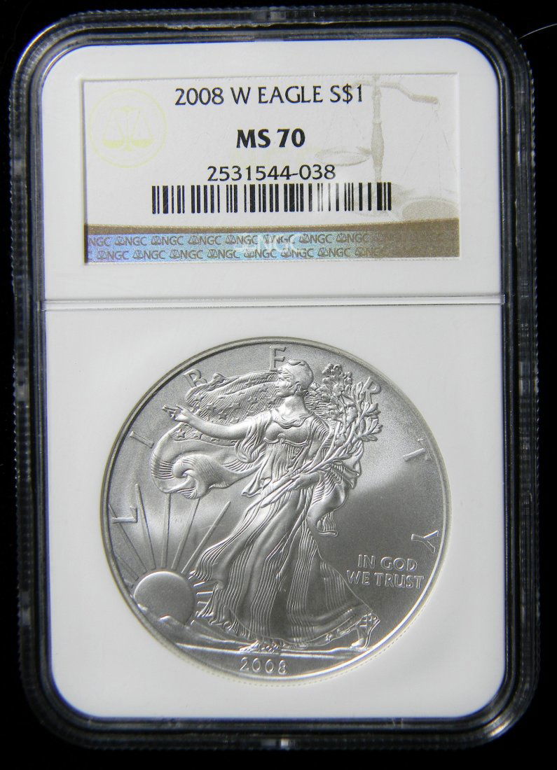 2008 W American 1 oz. .999 Silver Eagle Burnished NGC (1 of 2)