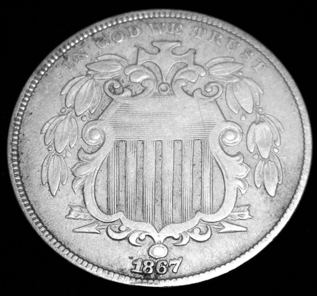 1867 No Rays Shield Nickel High Grade problem Free Coin (1 of 2)
