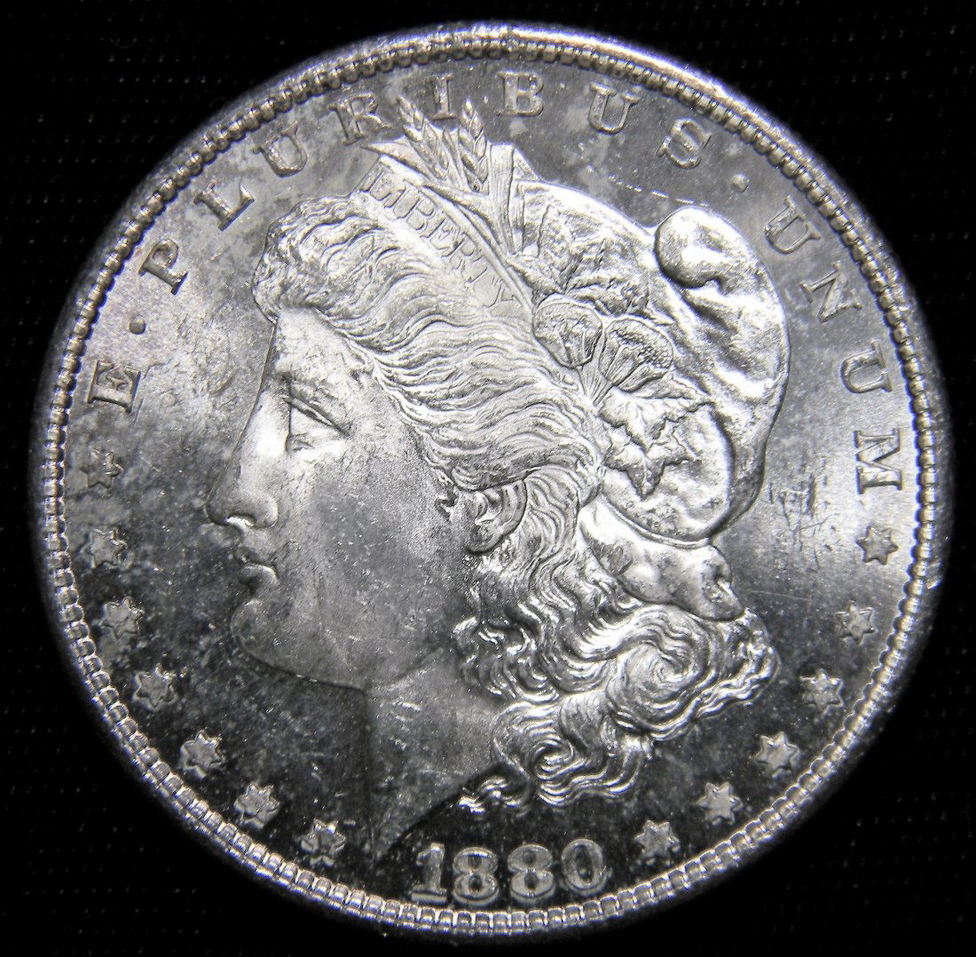 1880-S Morgan Silver Dollar, Brilliant Uncirculated (1 of 2)