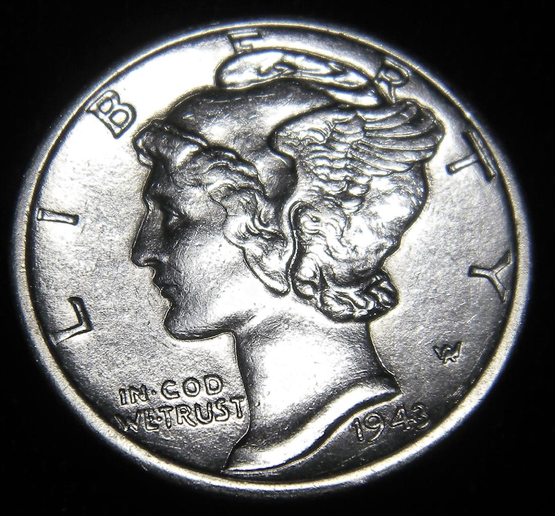 1943-D Winged Liberty Head (Mercury) Dime, Extremely: 1943-D Winged Liberty Head (Mercury) Dime, Extremely Fine Details