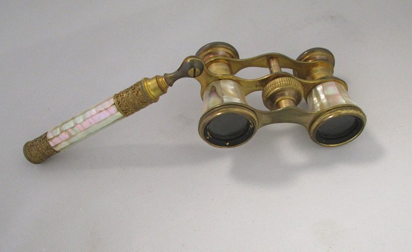 Verna Paris Opera Glasses: These antique opera glasses are made of Mother of Pearl and brass.