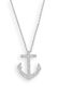 18" Rhodium Plated CZ Anchor Necklace